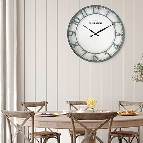 Presentime 21" Farmhouse Series Wall Clock - color: Aged Teal Finish, size: 21 inch