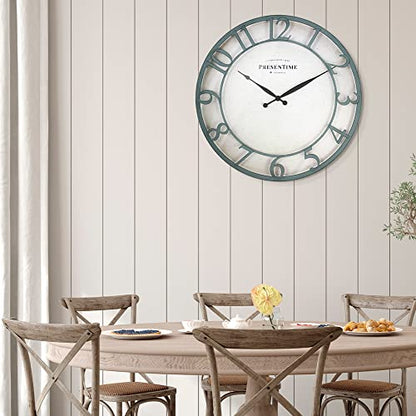 Presentime 21" Farmhouse Series Wall Clock - color: Aged Teal Finish, size: 21 inch