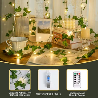 JMEXSUSS Vines with Fairy Lights for Bedroom, 300 LED Ivy Curtain Lights - color: Ivy, size: 9.8ft x 9.8ft - 300 LED