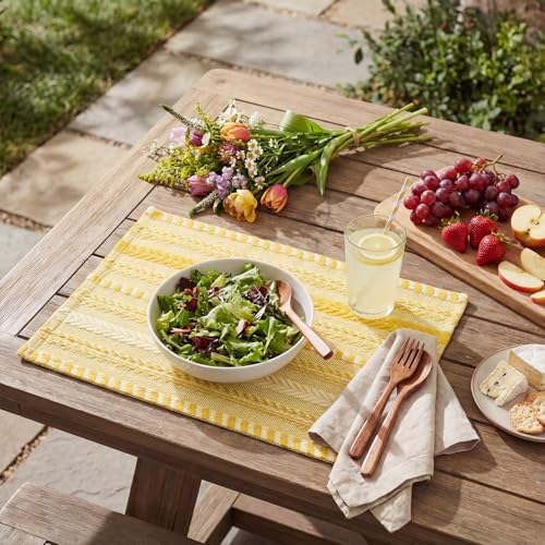 Artoid Mode Yellow Woven Braided Stripe Placemats Set of 4-12x18 Inch - color: Yellow, size: 12" x 18", 4 Pcs