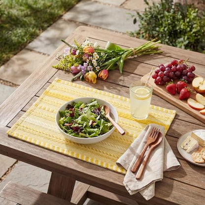 Artoid Mode Yellow Woven Braided Stripe Placemats Set of 4-12x18 Inch - color: Yellow, size: 12" x 18", 4 Pcs