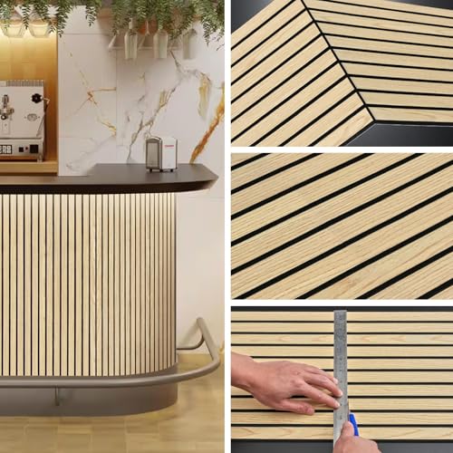 Wood Slat Wall Panel 2 PCS - Extra-Long Wood Wall Panels for Soundproof Home & Office, Easy Peel and Stick Acoustic Panels for Noise Cancelling (Oak 11.8"W x 94.5"L) - color: Oak-2 Packs