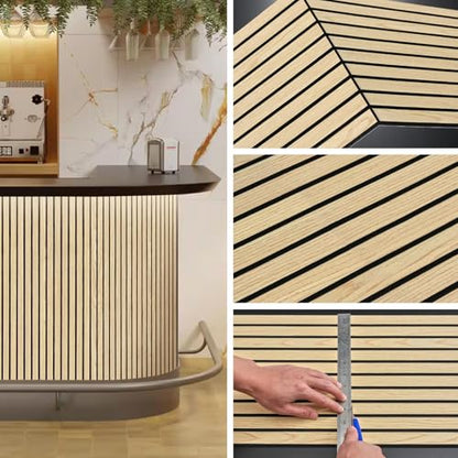 Wood Slat Wall Panel 2 PCS - Extra-Long Wood Wall Panels for Soundproof Home & Office, Easy Peel and Stick Acoustic Panels for Noise Cancelling (Oak 11.8"W x 94.5"L) - color: Oak-2 Packs
