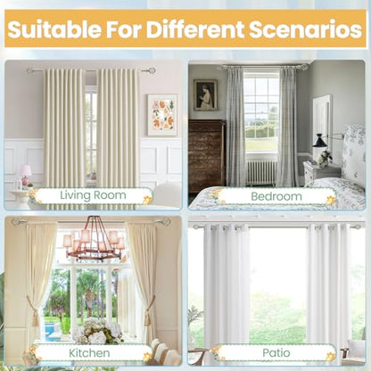 Nickel Curtain Rod 28 to 48 Inch, Heavy Duty Drapery Pole Iron Cage - color: Nickel, size: 18-64"
