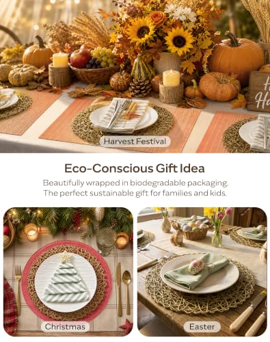 Round Bohemian Woven Paper Placemats Set of 6, Coffee - color: Coffee, size: Set of 6