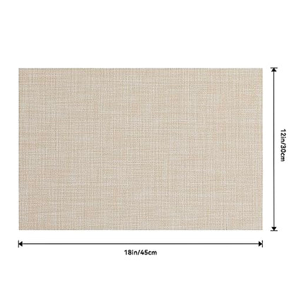 Woven Vinyl Beige Placemats Set of 24, Linen Look & Easy to Clean - color: Beige, size: Set of 24