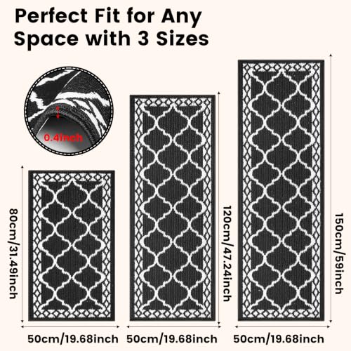 3 Piece Kitchen Rugs, Non Slip Waterproof Mats for Home(Black) - color: Black, size: 3-SET