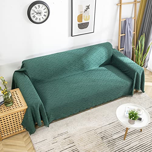 AIVIA Couch Cover Sheet Blanket, Oversized Covers for 3-4 Cushion High Backrest Sofa, Extra Large Furniture Decoration Sofa Slipcovers, L Shape U-Shaped Sectional Protector, Blackish Green 91"x134" - color: Blackish Green, size: 91” x 134”