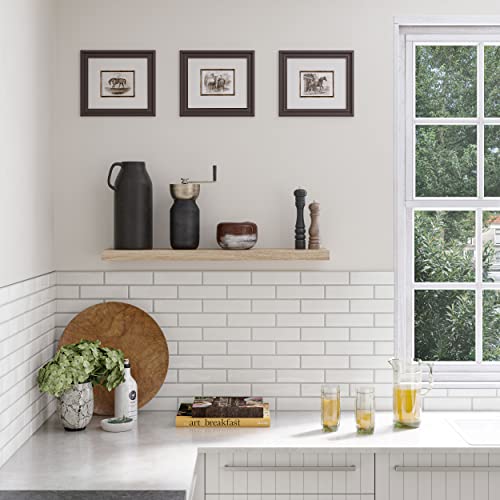 Ballucci Floating Shelf, 36" Wood Wall Shelf with Invisible Brackets for Bathroom, Living Room, Bedroom, Kitchen, Nursery, 8" Deep, Oak Finish - color: Natural Oak, size: 35.4 inches