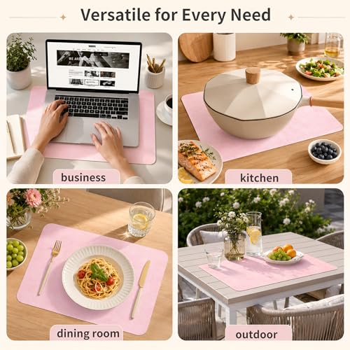 Maxpearl Faux Leather Placemats Set of 6, Easy to Clean, Light Pink - color: Light Pink