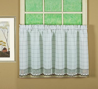 Today's Curtain Adirondack 2-Tone Crochet Tier 36", White/Gray, 60W x 36L - color: White/ Gray, size: 60"W x 36"L (Pack of 1)