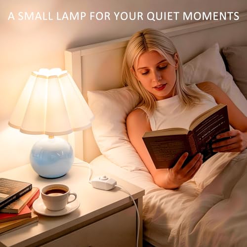 Small Bedside Table Lamp, 11.8'' Ceramic Stepless Dimmable Lamp (Blue) - color: Blue