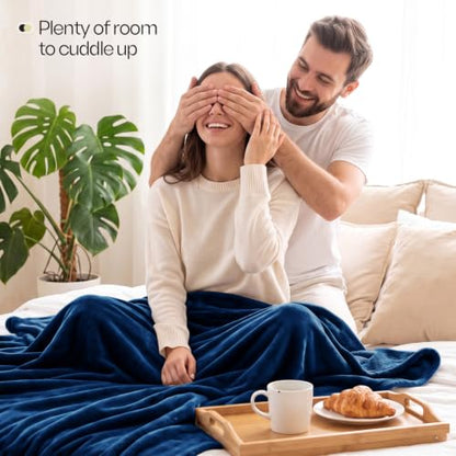 Soft Fleece Blanket for Bed Queen Size Navy (90x90 Inch) - color: Navy, size: Queen (90x90 Inch)