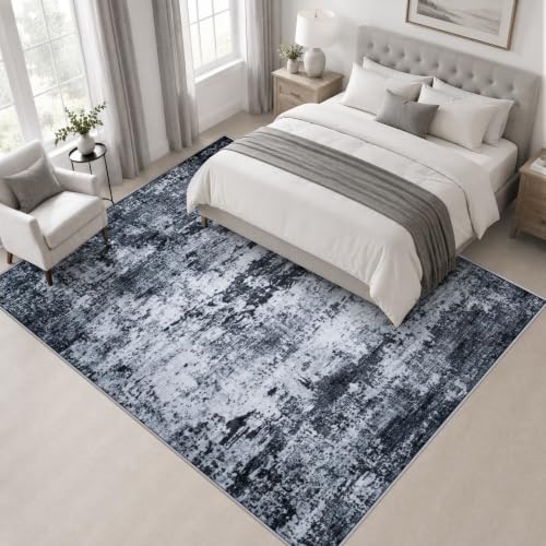 Area Rug Living Room: 4x4 Modern Washable Indoor Carpet Black - color: Black, size: 4' x 4' (Square)