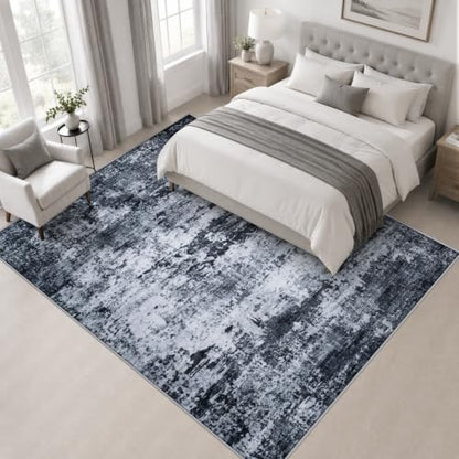 Area Rug Living Room: 5x5 Modern Washable Indoor Carpet Black - color: Black, size: 5' x 5' (Square)