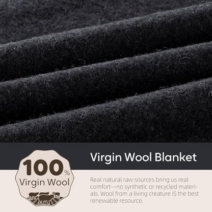 Molithe 100% Wool Blanket, 62" x 48", Warm, Thick, Military, Camping Gear - color: Military Gray, size: Medium