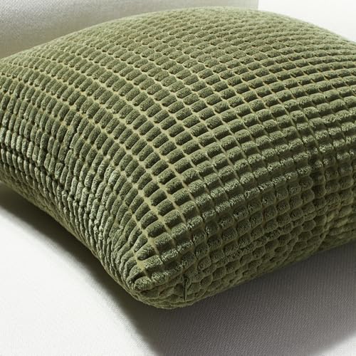 Softalker Corduroy Decorative Throw Pillow Covers 20x20, Set of 4, Green - color: Yml Green, size: 20" x 20" (Pack of 4)