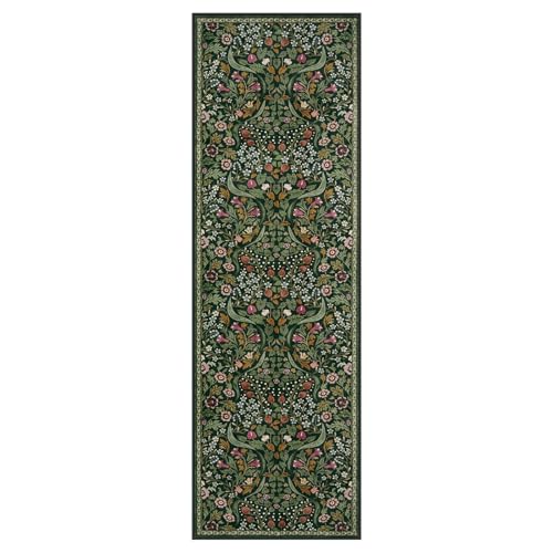 Lahome Green Floral Runner Rug, 2.6x8 Washable Botanical Hallway Runner Rug - color: Green, size: 2'6'' x 8'