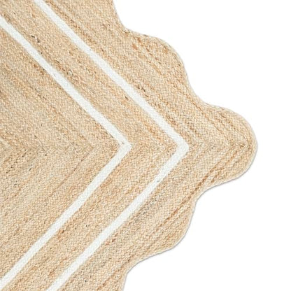 Wave Scalloped Jute Rug Entryway Natural Boho Area Rug Off-White 2'x3' - color: White, size: 2'x3'