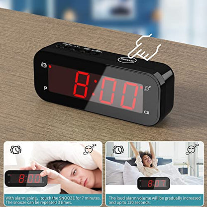 KWANWA 2-in-1 LED Digital Alarm Clock with Indoor Thermometer - size: Red Digital Display