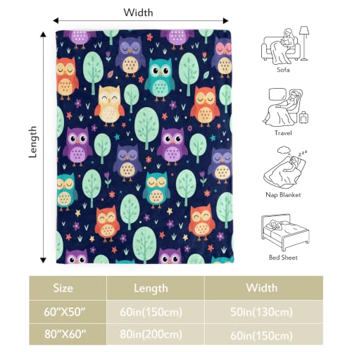 Jekeno Owl Navy Blue Throw Blanket 50"x60", Gifts for Women Men Kids - color: Navy Blue, size: 50"x60"