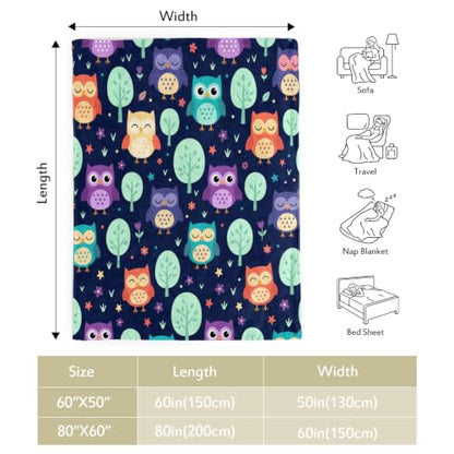 Jekeno Owl Navy Blue Throw Blanket 50"x60", Gifts for Women Men Kids - color: Navy Blue, size: 50"x60"
