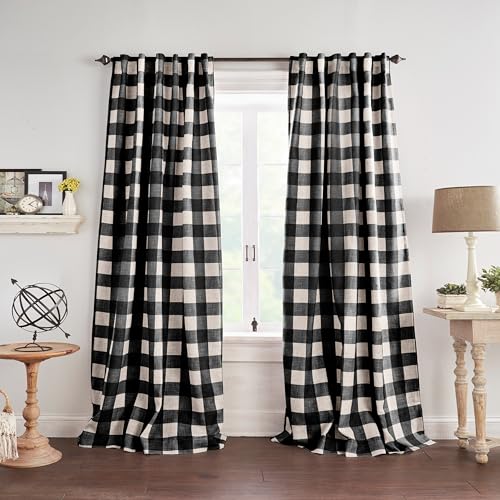 Grainger Buffalo Check Blackout Window Curtain, Black - 52" W x 84" L - color: Black, size: 52"W x 84"L (Pack of 1)