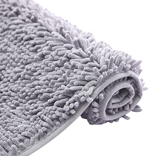 Non-Slip Bath Rug,Extra Soft Microfiber Bedroom Shag Carpet with Anti-Slip Backing,Water/Dust Absorbent Fast Dry Shower Mat,Sound Insulated Stairs Pad,Machine Washable (Grey,19 x 31 Inches) - color: Grey, size: 19"x31"
