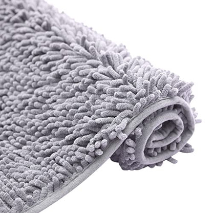 Non-Slip Bath Rug,Extra Soft Microfiber Bedroom Shag Carpet with Anti-Slip Backing,Water/Dust Absorbent Fast Dry Shower Mat,Sound Insulated Stairs Pad,Machine Washable (Grey,19 x 31 Inches) - color: Grey, size: 19"x31"