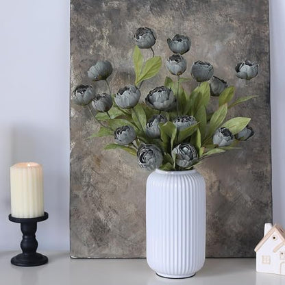 6 Pcs 27" Faux Silk Peony Artificial Flowers Stems for Vase (Dark Gray) - color: Dark Gray