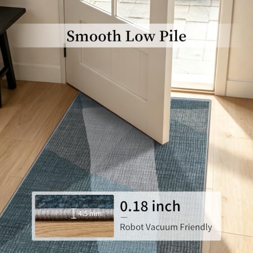 YIHOUSE Hallway Runner Rug, Machine Washable Non-Slip Low Pile,Blue,2x6 ft - color: Blue, size: 2' x 6' (Rectangular)