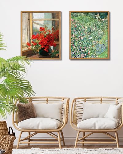 UPWOIGH Gustav Klimt Italian Garden Framed Wall Art, 16 x 24 Inch - color: Green Gustav Klimt, size: 24"L x 16"W