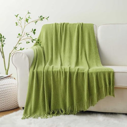 BATTILO HOME Lime Green Throw Blanket for Couch, 50"x60" - color: Apple Green, size: 50 x 60 in.