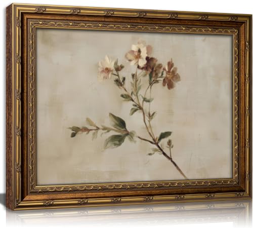 Vintage Gold Framed Wildflowers Wall Art Rustic Retro Floral Botanical Canvas Painting Picture Wall Decor Farmhouse Country Flower Poster Print Artwork for Bedroom Living Room Home Decoration - color: Wildflowers, size: 11"L x 9"W
