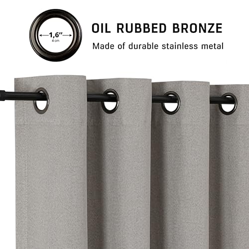 THOOO 100% Blackout Curtains Natural Linen Textured Blackout Curtains 63 Inch Length for Bedroom Living Room Nursery, Farmhouse Thermal Insulated Grommet Curtains Room Darkening 2 Panels,Linen - color: Linen, size: 52"W x 63"L (Pack of 2)