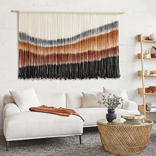 Macrame Wall Hanging Boho Wall Decor Large-Scale Tie-Dye Tapestry 57"W*35"L - color: Coffee