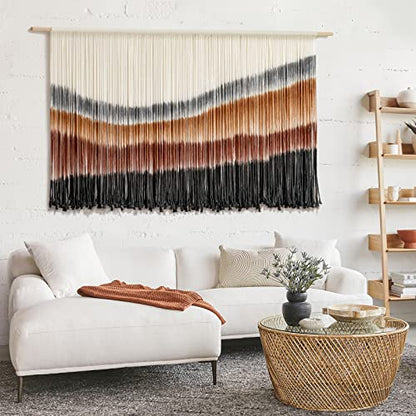 Macrame Wall Hanging Boho Wall Decor Large-Scale Tie-Dye Tapestry 57"W*35"L - color: Coffee