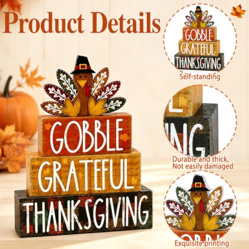 4Pcs Fall Table Decoration Thanksgiving Wooden Turkey Sign - style: Turkey