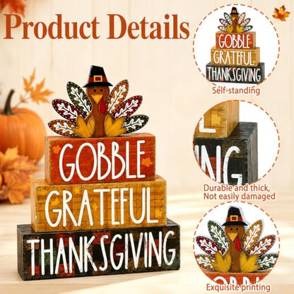 4Pcs Fall Table Decoration Thanksgiving Wooden Turkey Sign - style: Turkey
