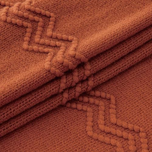 MIULEE Fall Rust Knitted Boho Throw Blanket for Couch 50"x60" - color: Rust, size: 50" x 60"