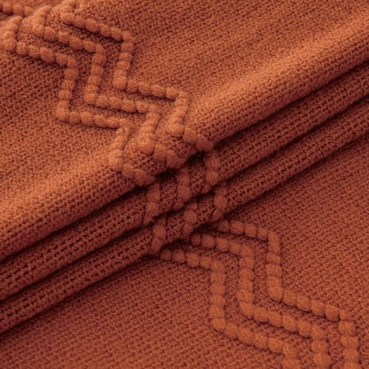 MIULEE Fall Rust Knitted Boho Throw Blanket for Couch 50"x60" - color: Rust, size: 50" x 60"