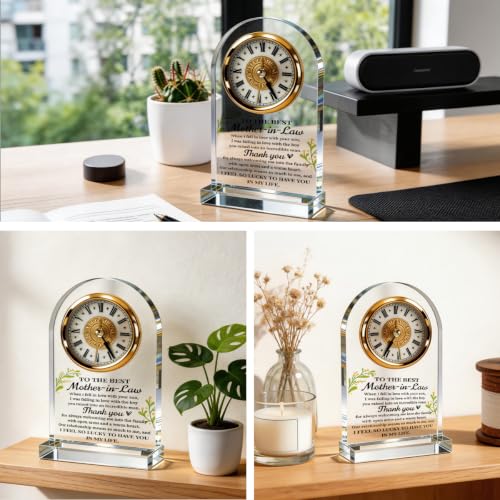 WKYAER Mother in Law Gifts Acrylic Desk Clock, for Mother in Law, Suitable Gifts for Mother-in-Law on Birthdays, Christmas, and Thanksgiving, 4.3 x 7.8 in - color: Gift 02