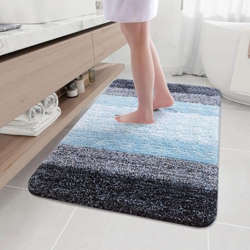Arotive Microfiber Bathroom Rugs, Shaggy Soft Absorbent Bath Rug, 47x32 - color: Blue, size: 47" X 32"