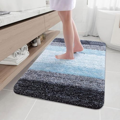 Arotive Microfiber Bathroom Rugs, Shaggy Soft Absorbent Bath Rug, 47x32 - color: Blue, size: 47" X 32"