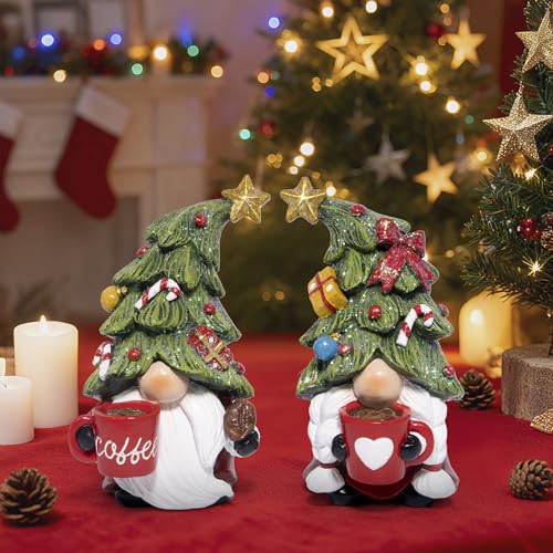 Hodao Christmas Gnomes Figurines Decoration, Holiday Tabletop Centerpiece - color: Red-green(2pcs)