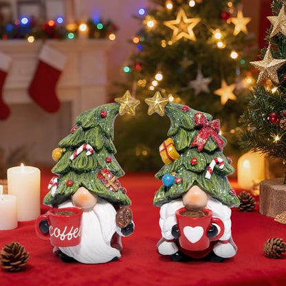 Hodao Christmas Gnomes Figurines Decoration, Holiday Tabletop Centerpiece - color: Red-green(2pcs)