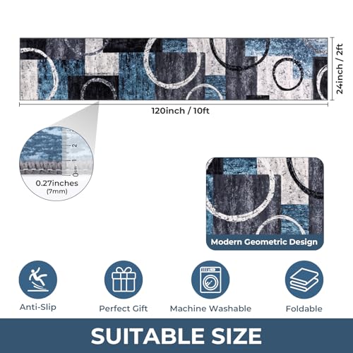 Yamaziot 2x10 Washable Modern Abstract Runner Rug Non-Slip for Hallways - color: Blue/Multi, size: 2x10ft