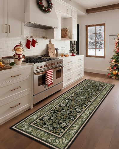 GarveeHome Christmas Runner Rug 2x6 Non Slip Washable Runners Green Black - color: Green Black, size: 2' x 6' (Rectangular)
