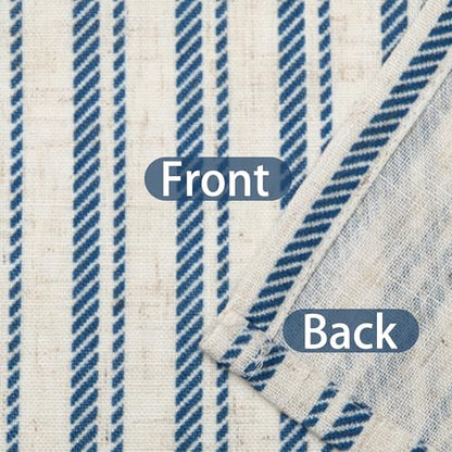 JIUZHEN 52x14 Inch Kitchen Valance - Thick Textured Linen Striped Window Valance Curtain with 3" Rod Pocket, Vertical Striped Blue (1 Panel) - color: Vertical Striped Blue, size: 52"W x 14"L (Pack of 1)