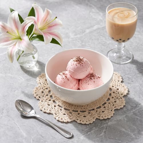 30 oz Ceramic Bowls Set of 6, 6 Inch Off-White Soup & Cereal Bowls - size: 6 inch 30 oz (White Rim)